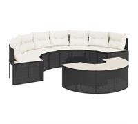 vidaXL Salon de Jardin 3 pcs Demi Rond Noir résine tressée