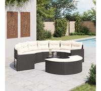 Vidaxl Salon De Jardin 3 Pcs Demi-Rond Noir Résine Tressée