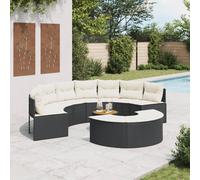 Vidaxl Salon De Jardin 3 Pcs Demi-Rond Noir Résine Tressée