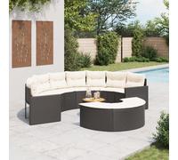 Vidaxl Salon De Jardin 3 Pcs Demi-Rond Noir Résine Tressée