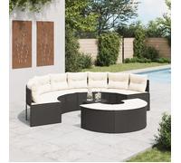 Vidaxl Salon De Jardin 3 Pcs Demi-Rond Noir Résine Tressée