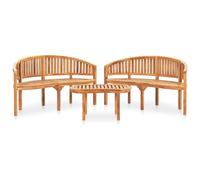 Vidaxl Salon De Jardin 3 Pcs En Forme De Banane Bois De Teck Solide