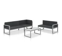 Salon De Jardin 3 Pcs Et Coussins Aluminium Noir