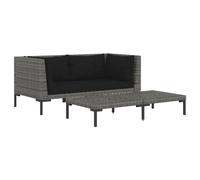 Vidaxl Salon De Jardin 3 Pcs Gris Foncé Résine Tressée Demi-Ronde Gris