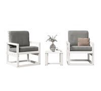 vidaXL Salon de jardin 3 pcs 832553 – Sièges de patio, ensemble de meubles en pin massif, blanc