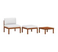 vidaXL Salon de Jardin 5 pcs avec Coussins Mobilier de Patio Mobilier de Terrasse Ensemble de Meubles de Jardin Extérieur Crème Bois d'Acacia Massif
