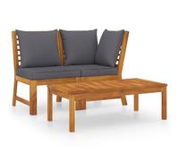 Vidaxl Salon De Jardin 3pcs Et Coussin Gris Foncé Bois D'acacia Solide