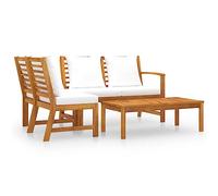 vidaXL Salon de jardin 4 pcs Bois d'acacia solide avec coussin crème