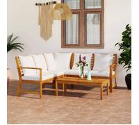 vidaXL – Salon de jardin 4 pcs avec coussin Bois d'acacia massif Crème