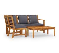 vidaXL Salon de Jardin 4 pcs avec Coussin Mobilier de Patio Meubles d'Extérieur Meubles de Terrasse Mobilier de Jardin Bois d'Acacia Massif