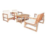 vidaXL Salon de jardin 4 pcs avec coussins Bambou