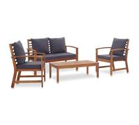 Bois d'Acacia Solide Salon de Jardin 4 pcs avec Coussins Mobilier vidaXL
