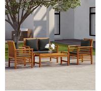 vidaXL Salon de jardin 4 pièces avec coussins – Bois massif d'acacia