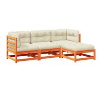 vidaXL Salon de Jardin 4 pcs avec Coussins Cire Marron Bois pin Massif, Ensemble de canapés d'extérieur, Ensemble de canapés de Jardin, canapé d'extérieur modulable