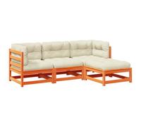 4-delige Loungeset met kussens massief grenenhout wasbruin3295815