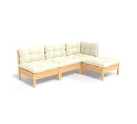 vidaXL Salon de Jardin 4 pcs avec Coussins crème Bois de pin