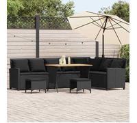 vidaXL Salon de jardin 4 pcs avec coussins forme L noir résine tressée, ensemble de canapé d'extérieur, ensemble de salon de