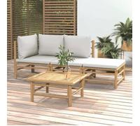 vidaXL Salon de jardin 4 pcs avec coussins gris clair bambou 3155080