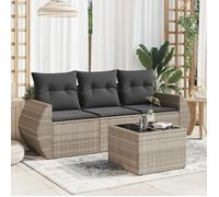 vidaXL Salon de jardin modulable 4 pcs en résine tressée gris clair avec coussins