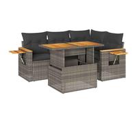 Vidaxl Salon De Jardin 5 Pcs Avec Coussins Gris Résine Tressée Acacia