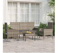 vidaXL Salon de jardin 4 pcs avec coussins Gris Résine tressée, ensemble de salon d'extérieur, ensemble de mobilier 319501