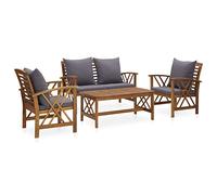 vidaXL Salon de Jardin 4 pcs avec Coussins Mobilier de Patio Meubles de Terrasse Mobilier de Jardin Meubles d'Extérieur Bois d'Acacia Massif