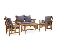vidaXL Salon de Jardin 4 pcs avec Coussins Mobilier d'Extérieur Meubles de Jardin Meubles de Terrasse Mobilier de Patio Bois