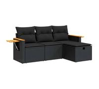 vidaXL Salon de jardin 4 pièces avec coussins – résine tressée Noir