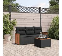 Salon de jardin modulable resine tressee noir 4 pieces x 59 x 69 3 personnes