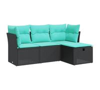 vidaXL Salon de Jardin 4 pcs avec Coussins Noir résine tressée