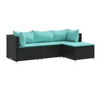vidaXL Salon de jardin 4 pièces modulable résine tressée avec coussins noir