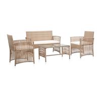Vidaxl Salon De Jardin 4 Pcs Avec Coussins Résine Tressée Beige Beige