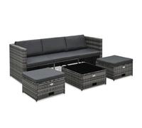 Vidaxl Salon De Jardin 4 Pcs Avec Coussins Résine Tressée Gris Gris