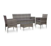 Vidaxl Salon De Jardin 4 Pcs Avec Coussins Résine Tressée Gris Multicolore