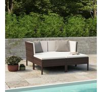 Vidaxl Salon De Jardin 4 Pcs Avec Coussins Résine Tressée Marron