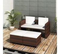 Vidaxl Salon De Jardin 4 Pcs Avec Coussins Résine Tressée Marron