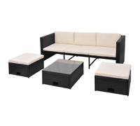 Vidaxl Salon De Jardin 4 Pcs Avec Coussins Résine Tressée Noir