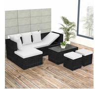 vidaXL Salon de jardin 4 pcs avec coussins Résine tressée Noir 42586