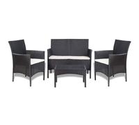 Vidaxl Salon De Jardin 4 Pcs Avec Coussins Résine Tressée Noir Blanc