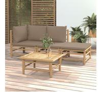 Salon De Jardin 4 Pcs Avec Coussins Taupe Bambou