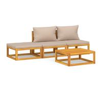 Vidaxl Salon De Jardin 4 Pcs Avec Coussins Taupe Bois Massif
