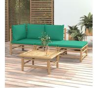 vidaXL Salon de jardin 4 pcs avec coussins vert bambou 3155144