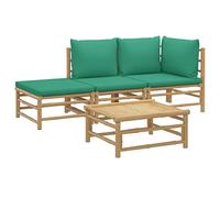 vidaXL Salon de jardin 4 pcs Bambou avec coussins vert