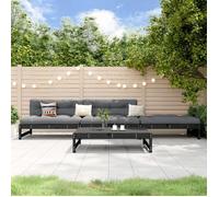 vidaXL Salon de Jardin 4 pcs, Banc avec Dossier, Ensemble de Meubles avec Table Basse Patio Terrasse, Rustique, Noir Bois 3186596