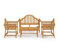 Salon de jardin 4 pcs Bois de teck solide ensemble de salon vidaXL