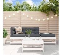 vidaXL Salon de Jardin 4 pcs, Canapés avec Repose-pied, Ensemble de Meubles avec Table Basse Patio Terrasse, Rustique, Blanc 3186495