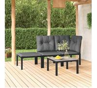 vidaXL Salon de jardin 4 pcs Chaises avec dossier Résine tressée Noir et Gris