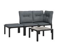 vidaXL Salon de Jardin 4 pcs, Chaises avec Dossier, Ensemble de Meubles, Mobilier de Patio Terrasse Extérieur, Noir et Gris 362804