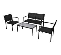vidaXL Salon de jardin 4 pcs Textilène Noir