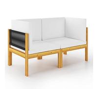 vidaXL Salon de jardin 4 pièces – Bois d'acacia crème, coussins et corde
